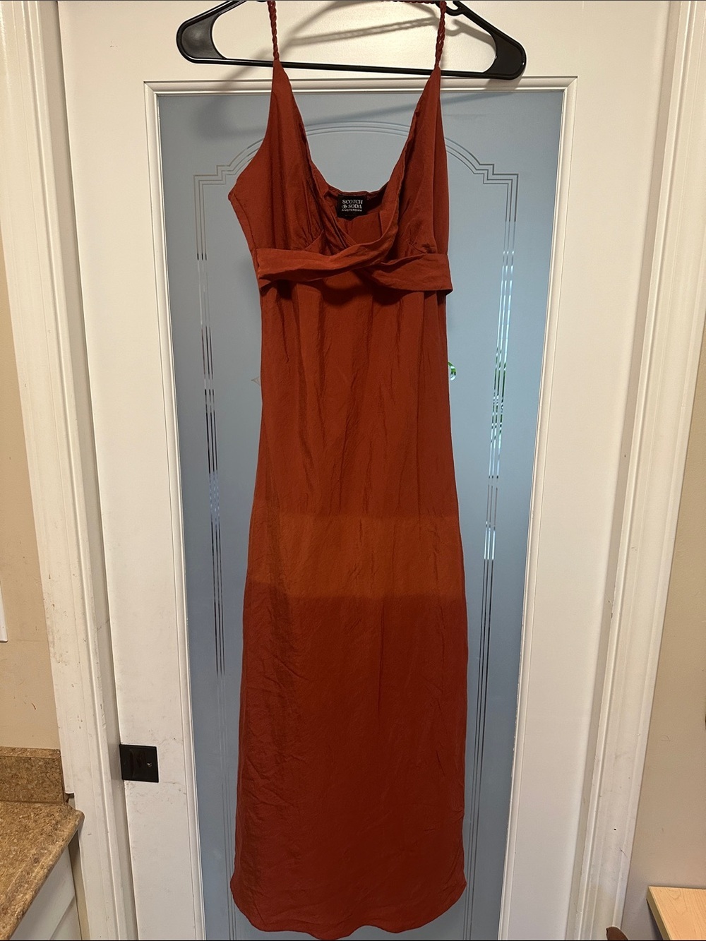 Scotch & Soda Rust Slip Maxi Dress with Twisted Straps